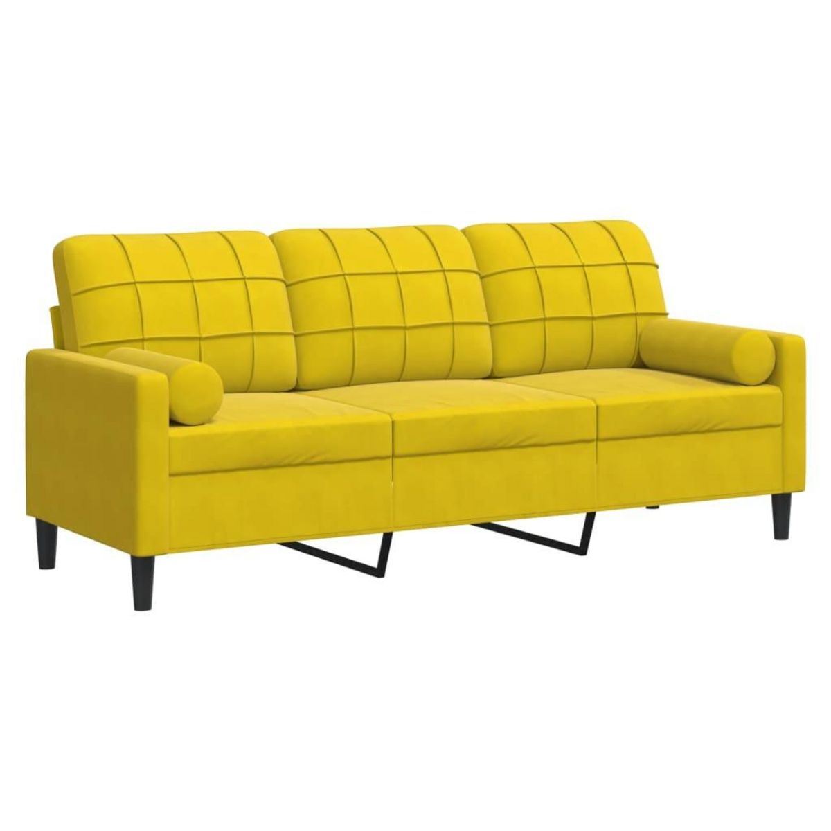 VIDAXL Canape 3 places avec oreillers decoratifs jaune 180 cm velours