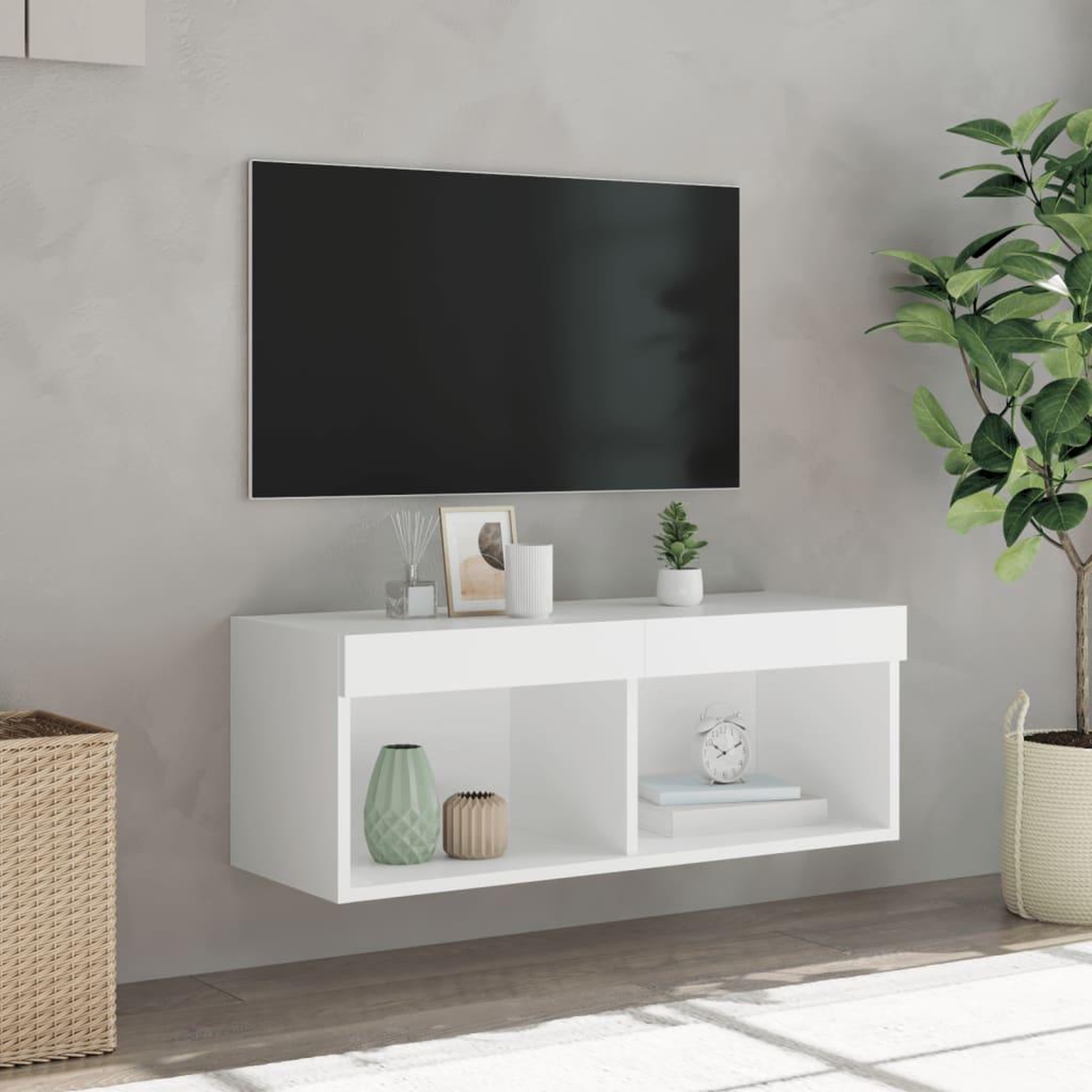 Voir la diapositive 5 : VIDAXL Meuble TV avec lumieres LED blanc 80x30x30 cm