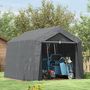Voir la diapositive 2 : OUTSUNNY Abri de jardin, tente de stockage, 3 x 3 m, imperméable et anti-UV, cadre en acier galvanisé et grande porte, abri de vélo garage pour extérieur, gris foncé