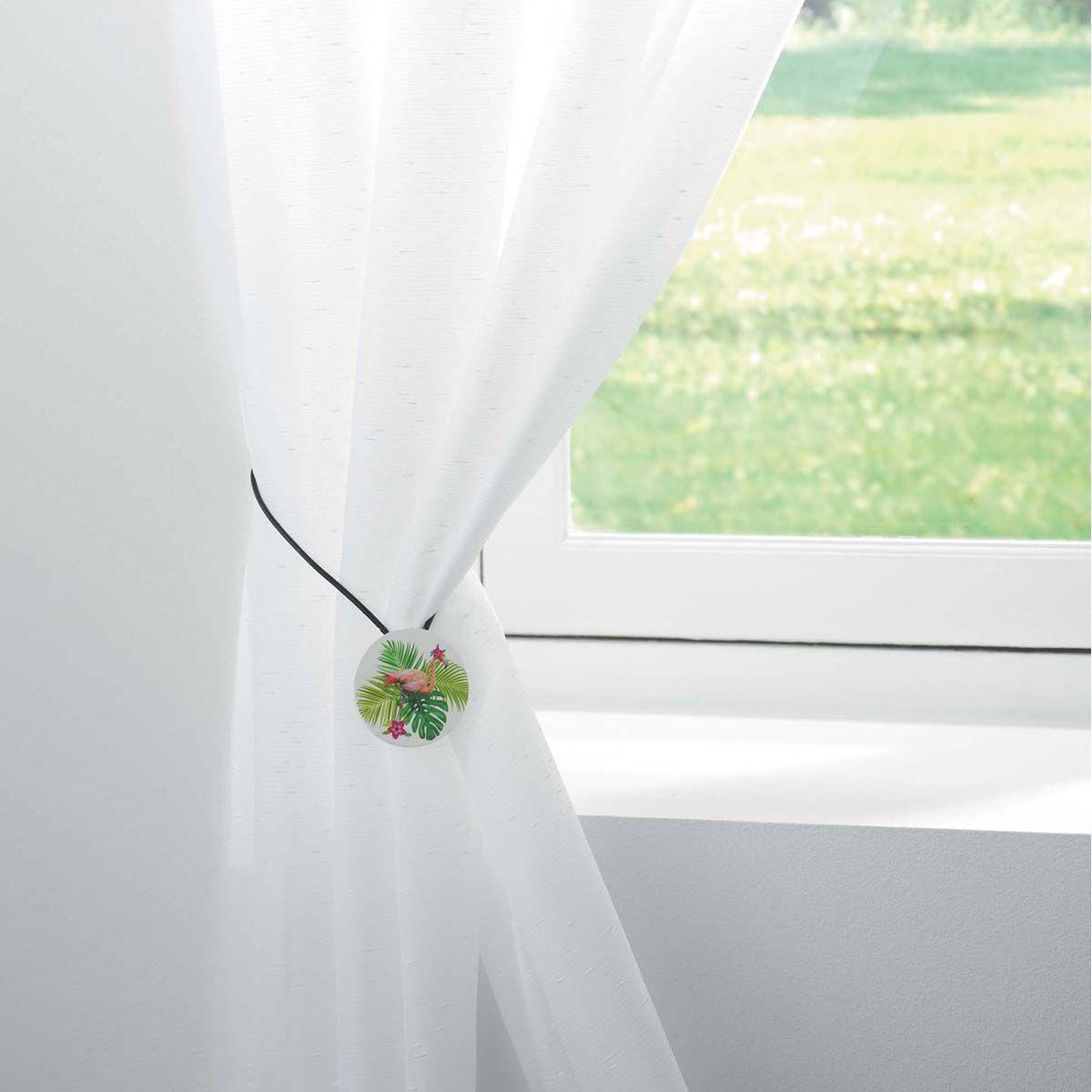 Voir la diapositive 3 : Douceur d'Intérieur Embrasse de rideau aimantée  flamingotic  43cm vert