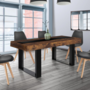 Voir la diapositive 4 : ID MARKET Table à manger extensible rectangle PHOENIX 4-8 personnes bois effet vieilli et noir bande centrale noire 160-200 cm