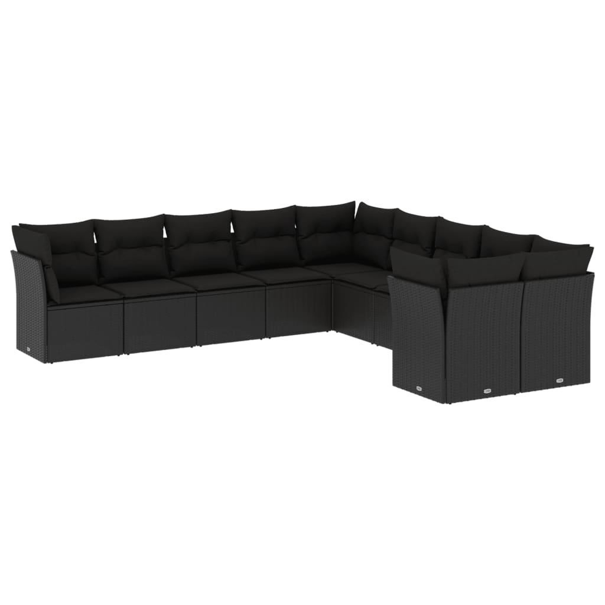 Voir la diapositive 2 : VIDAXL Salon de jardin 10 pcs avec coussins noir resine tressee