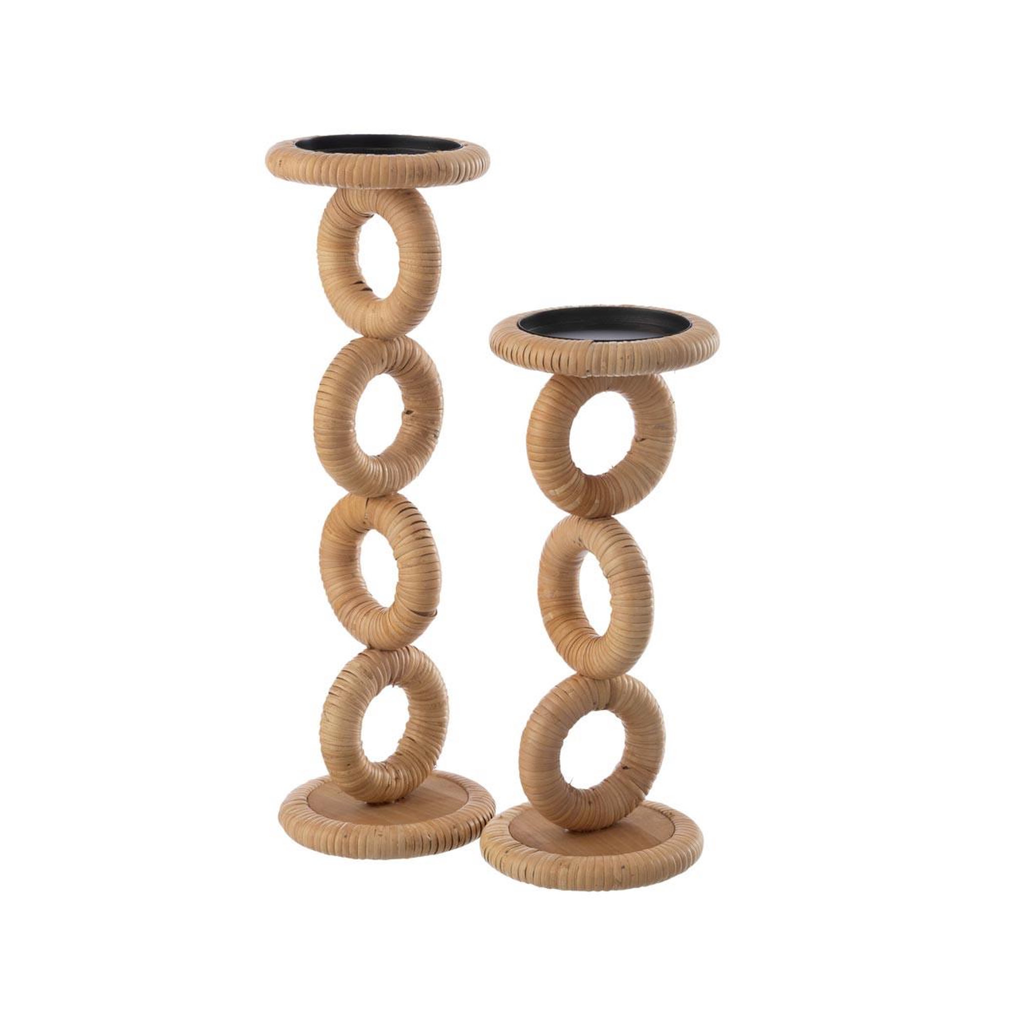 Voir la diapositive 3 : J-LINE Bougeoir en rotin  ring  45cm naturel