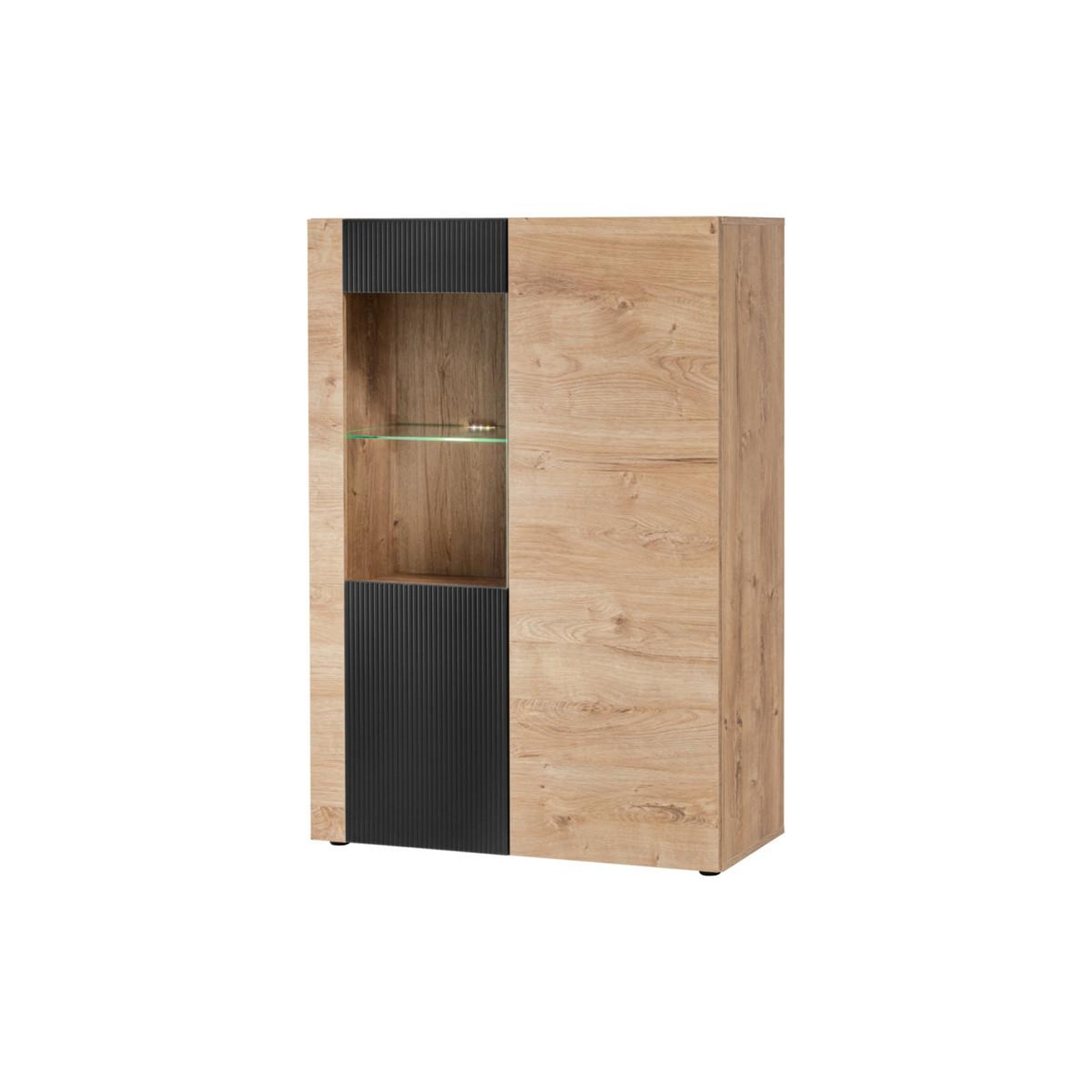 Voir la diapositive 5 : Paris Prix Ensemble meuble tv rainuré  aron  320cm naturel & noir