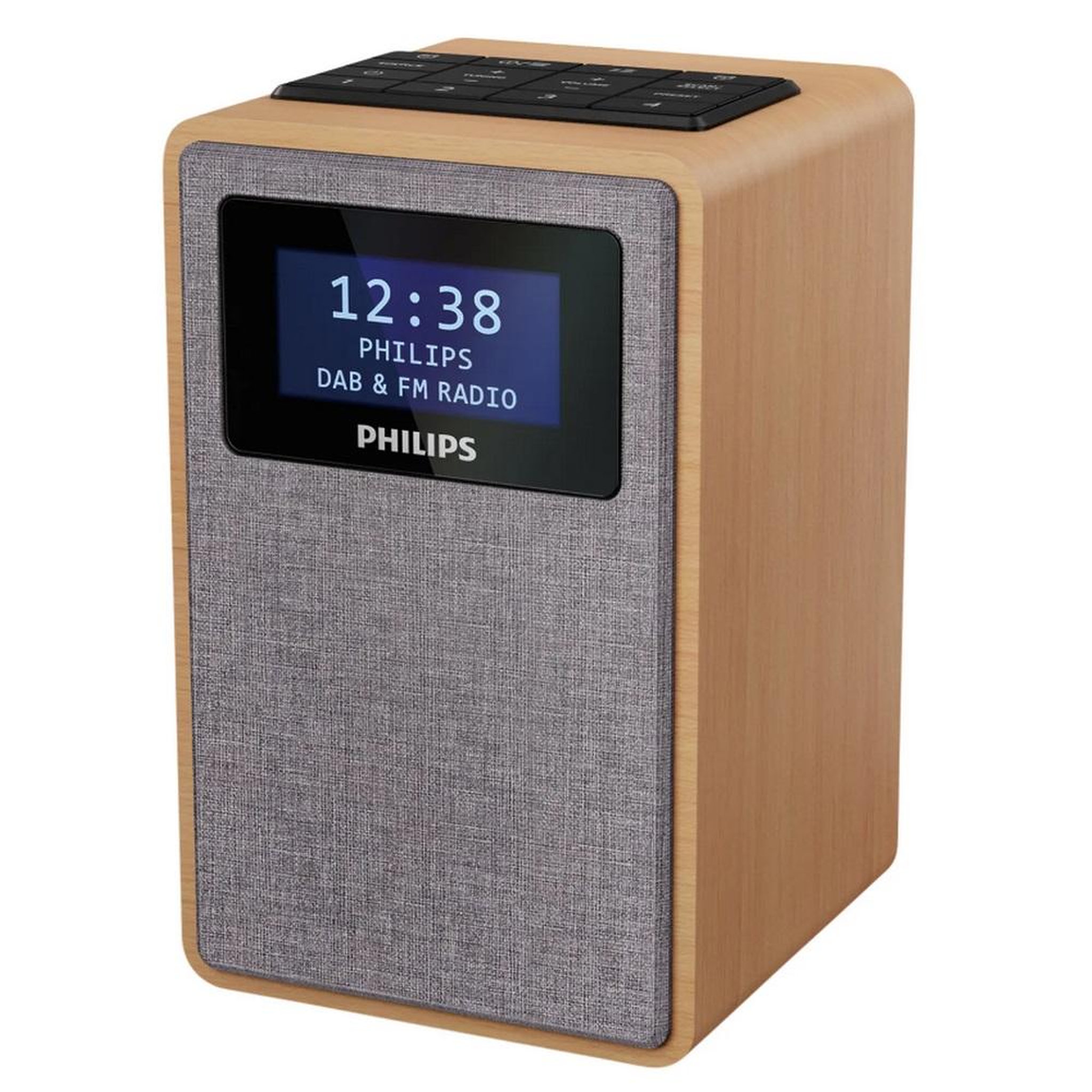 Voir la diapositive 2 : Philips Radio-réveil double alarme bois/gris - TAR5005