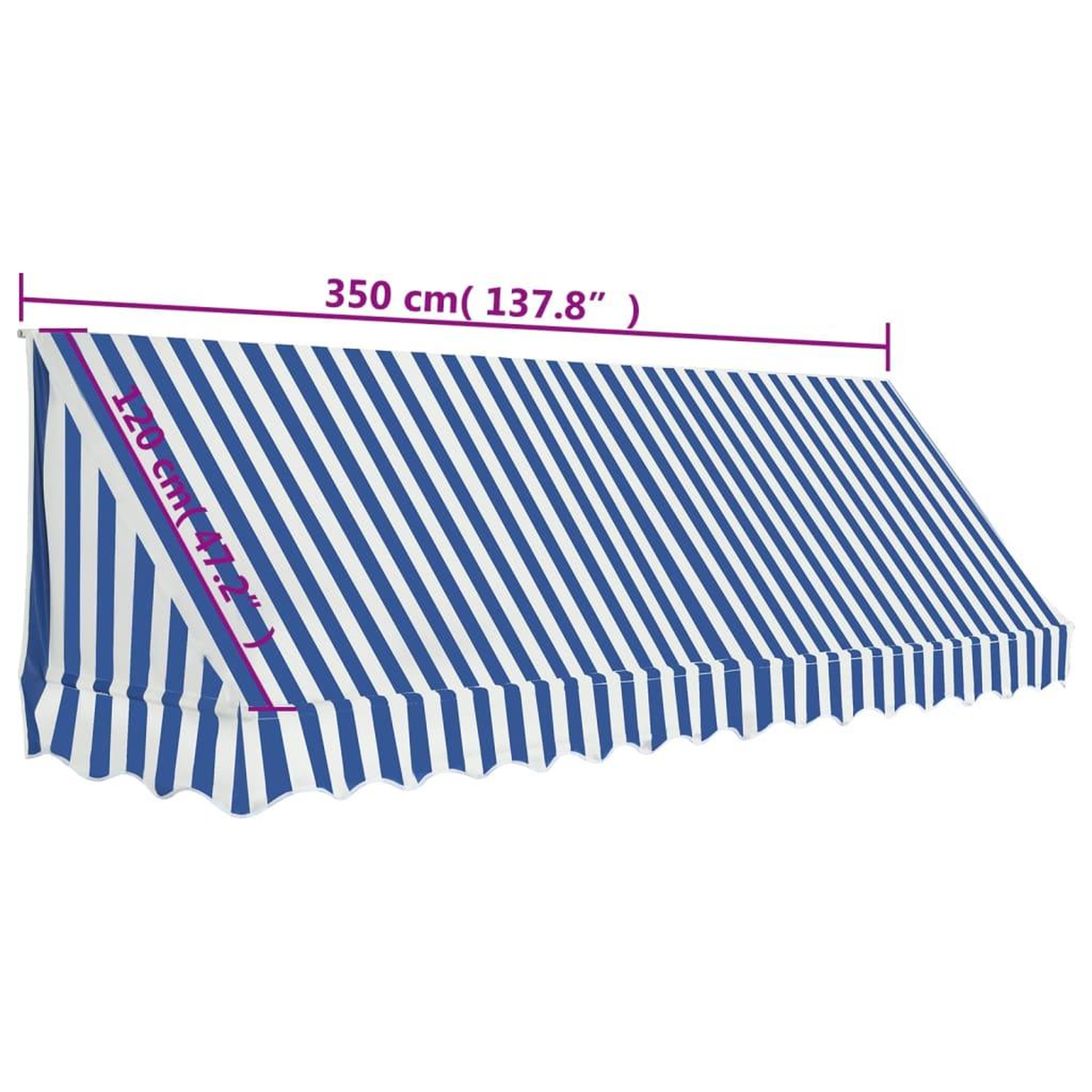 Voir la diapositive 6 : VIDAXL Auvent de bistro 350x120 cm Bleu et blanc