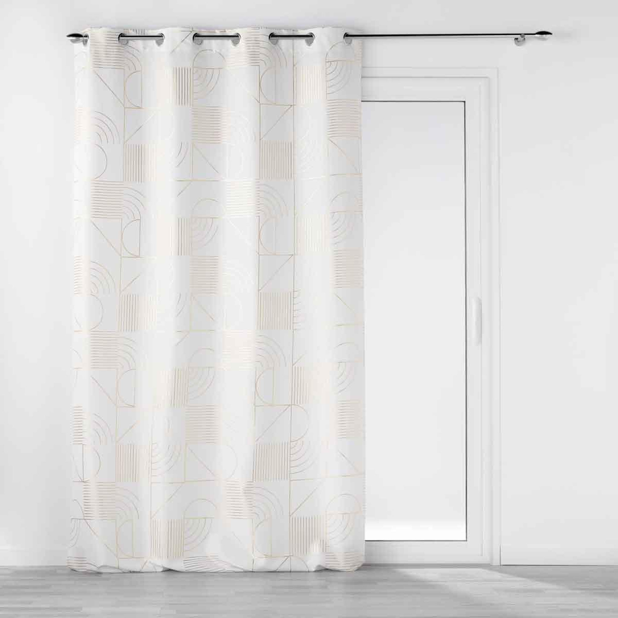 Douceur d'Intérieur Rideau à œillets imprimé  lineor  140x260cm blanc