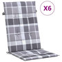 Voir la diapositive 2 : VIDAXL Coussins de chaise jardin a dossier haut lot de 6 carreaux gris