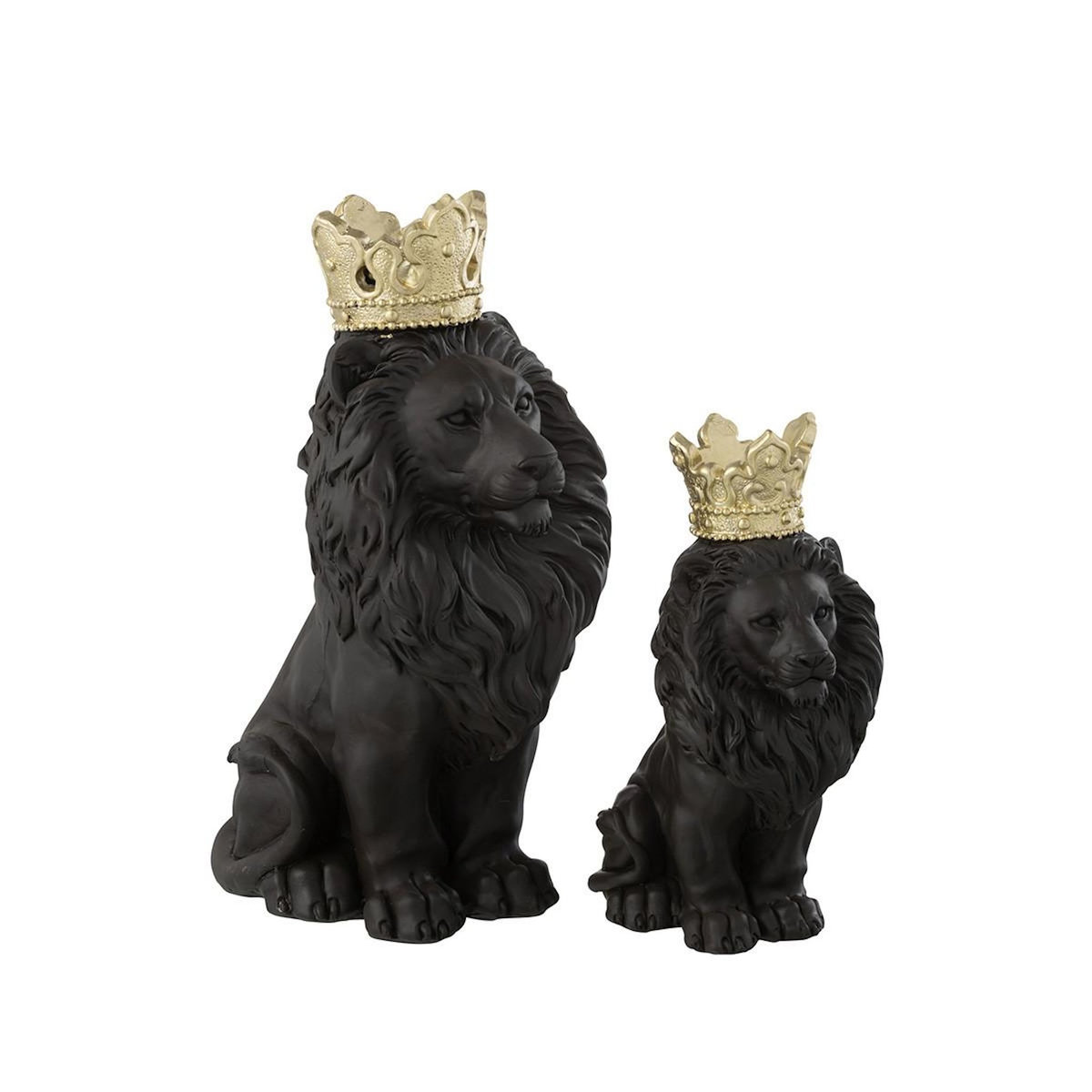 Paris Prix Statuette Lion Assis  Couronne  27cm Noir