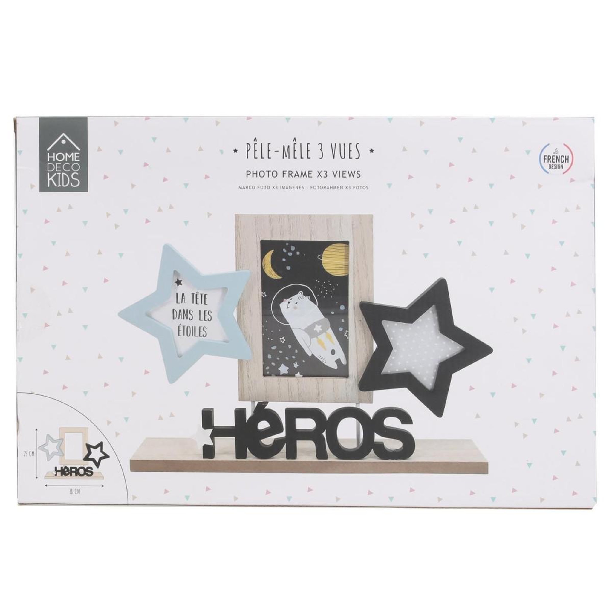 Voir la diapositive 5 : HOME DECO KIDS Pêle-mêle 3 photos  héros garçon  36cm bleu