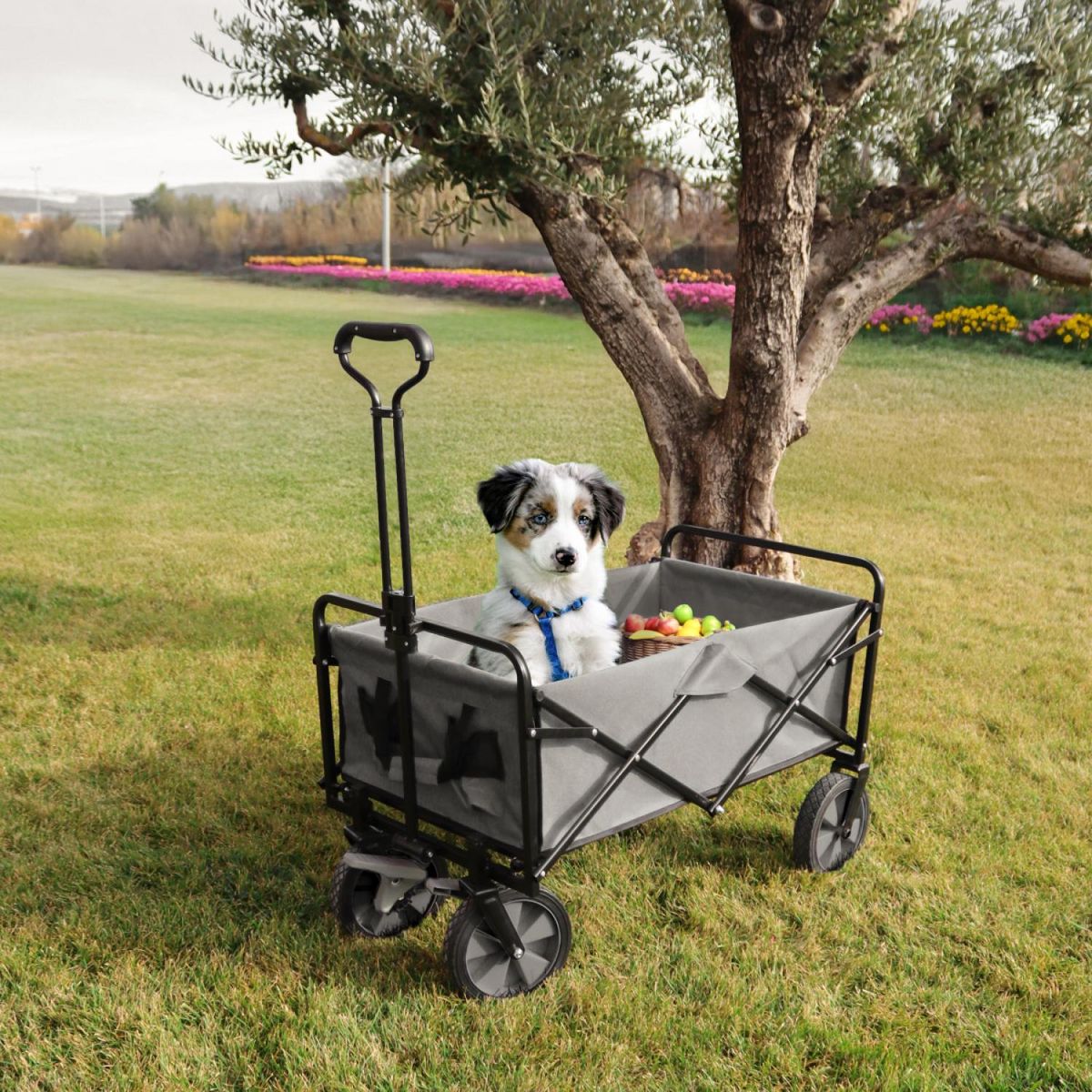 LINXOR Chariot de transport, remorque de jardin pliable à roulettes - 90 Kg