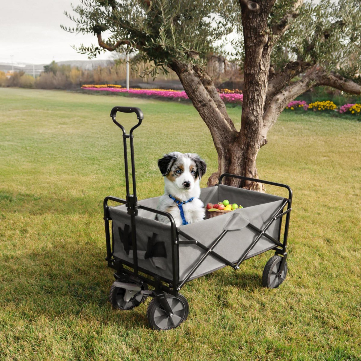 LINXOR Chariot de transport, remorque de jardin pliable à roulettes - 90 Kg