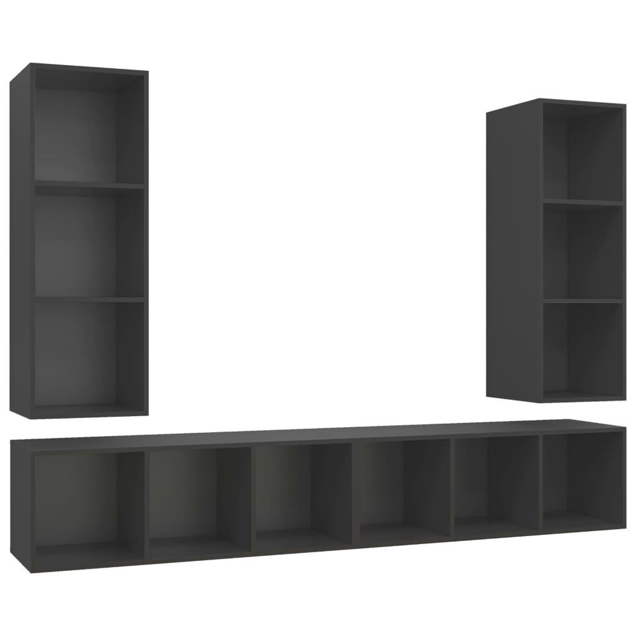 Voir la diapositive 2 : VIDAXL Meubles TV muraux 4 pcs Gris Bois d'ingenierie