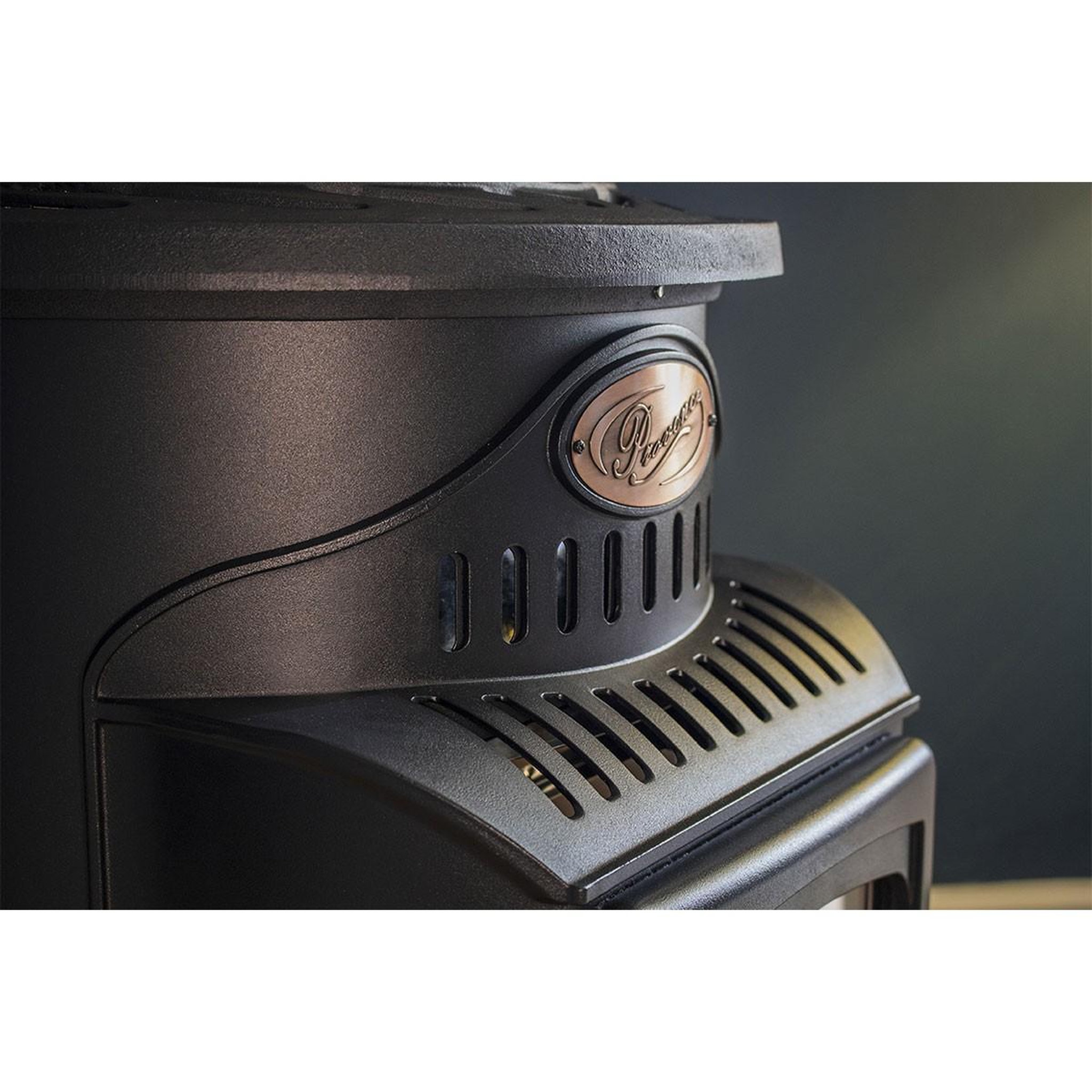 Voir la diapositive 5 : UNIVERSAL Poêle à gaz Fonte véritable 3,4KW noir Effet feu Provence UNIVERSAL