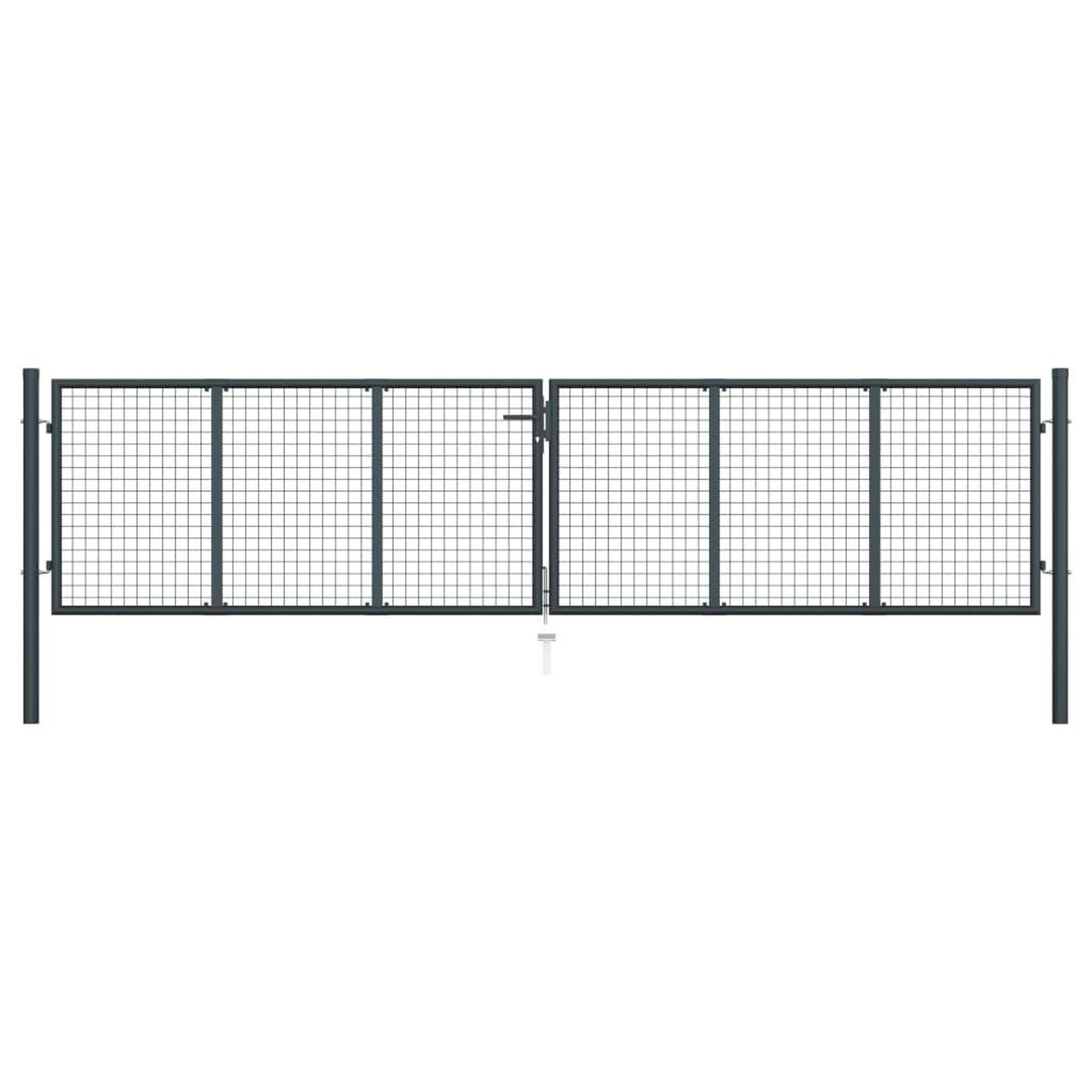 Voir la diapositive 1 : VIDAXL Portail en maille de jardin Acier galvanise 400 x 150 cm Gris