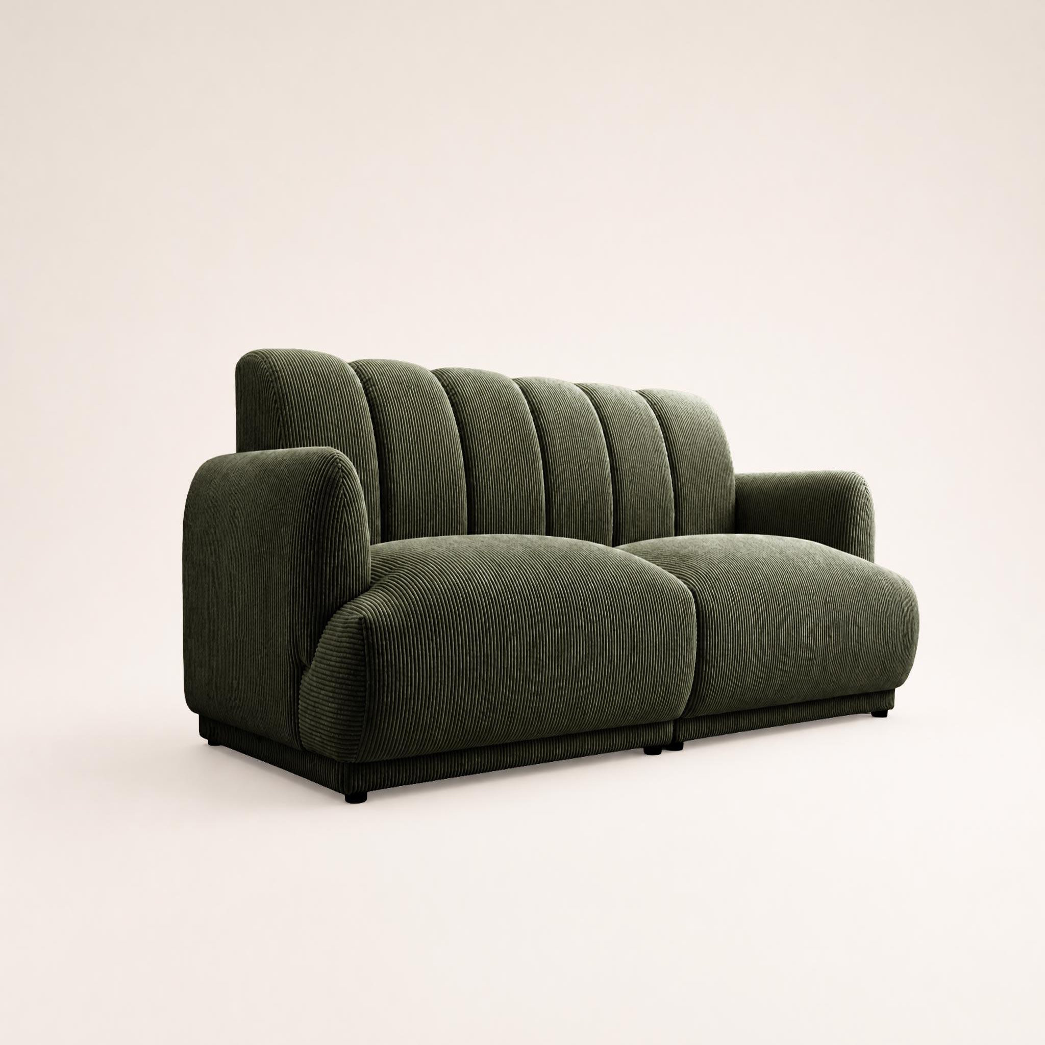 Voir la diapositive 3 : BEST MOBILIER Luigi - canapé droit 3 places en velours côtelé
