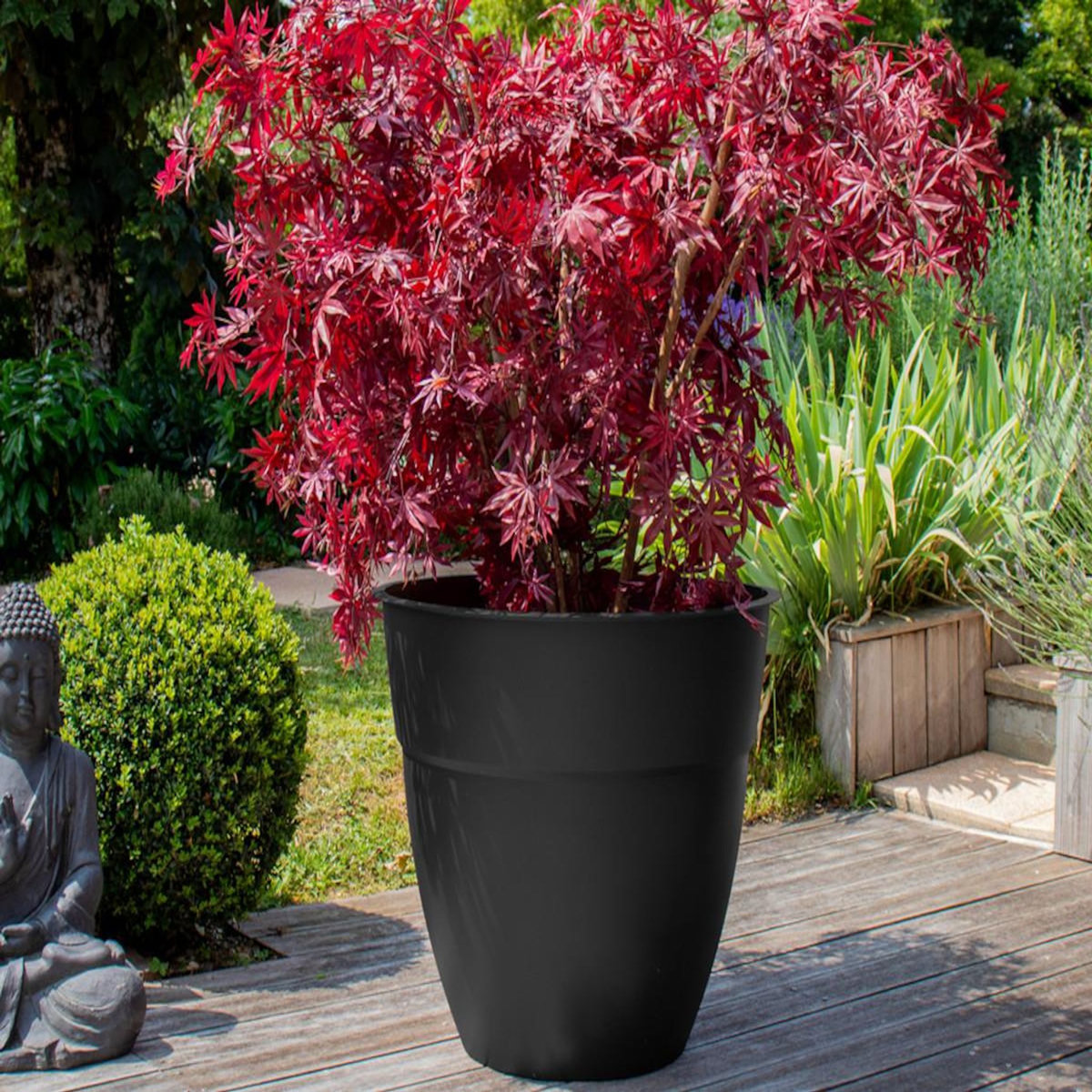 Eda Pot de fleur rond Osaka Ø 70 x H.61,8 cm Gris anthracite - Eda