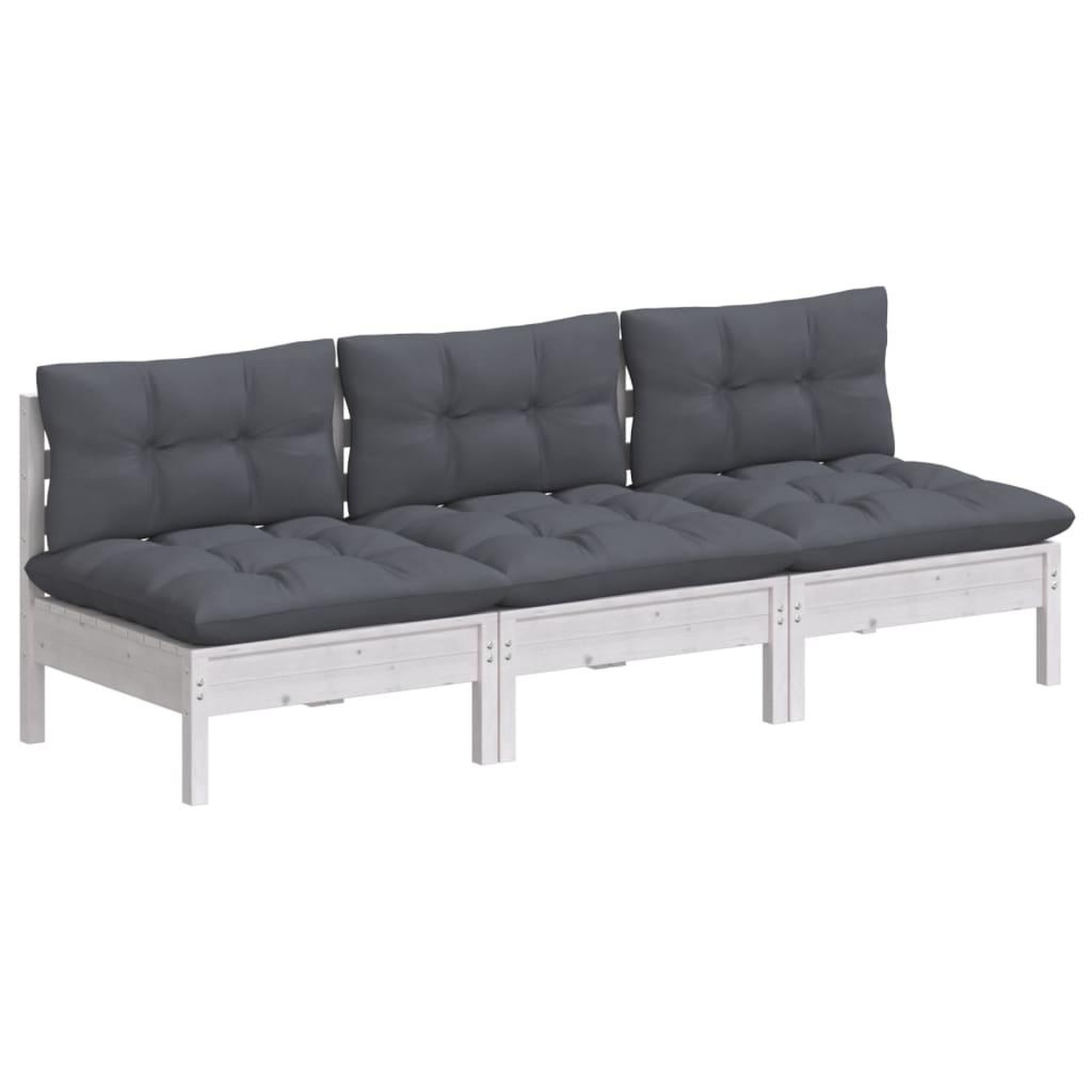Voir la diapositive 3 : VIDAXL Canape 3 places de jardin avec coussins anthracite Bois de pin
