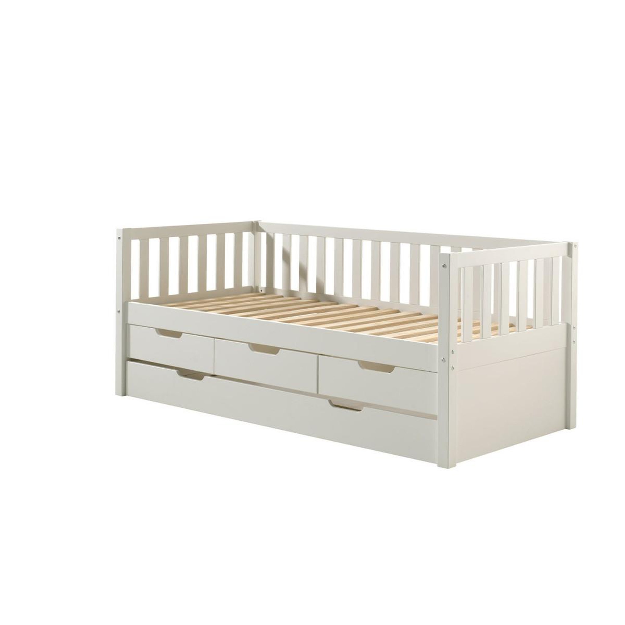 Voir la diapositive 5 : Paris Prix Pack - lit capitaine enfant & tiroir de lit  fritz  90x200cm blanc