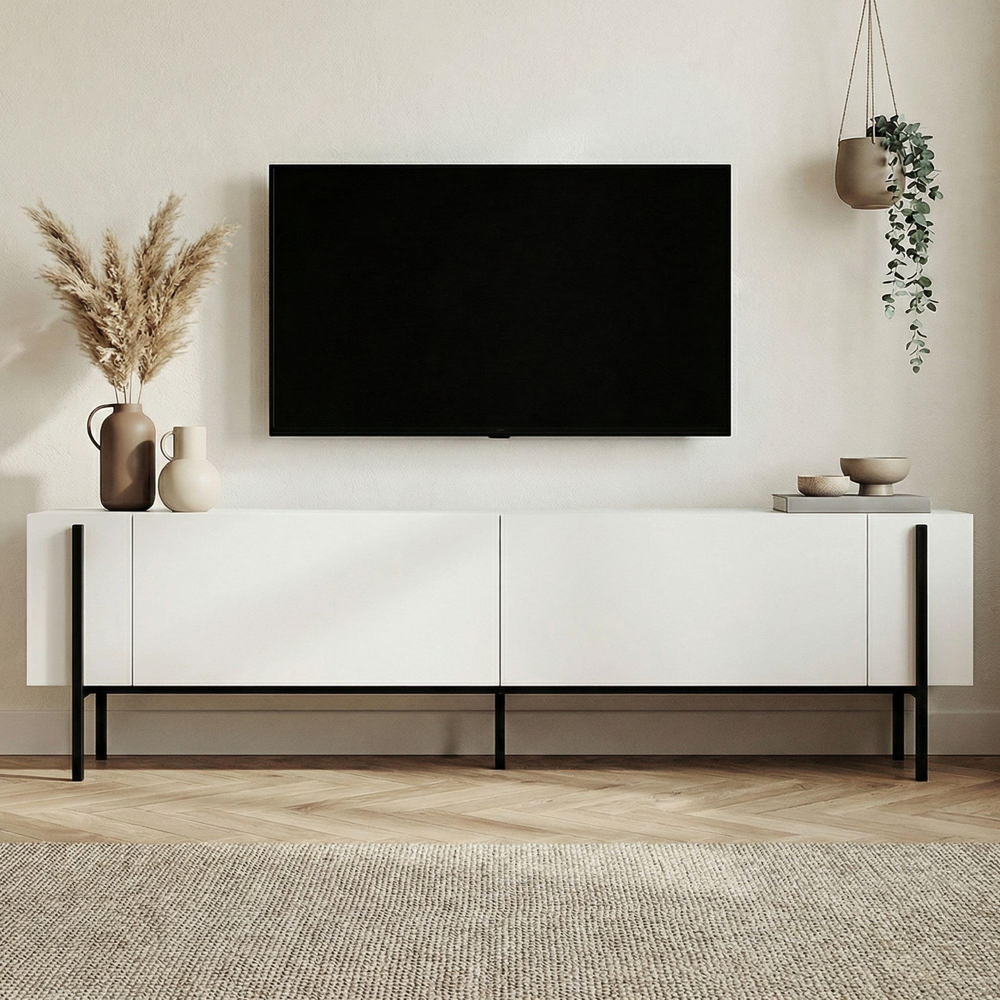 Voir la diapositive 3 : Habitat et Jardin Meuble tv en bois  nexus  - 180 x 30 x 45 cm - bois noir / noir