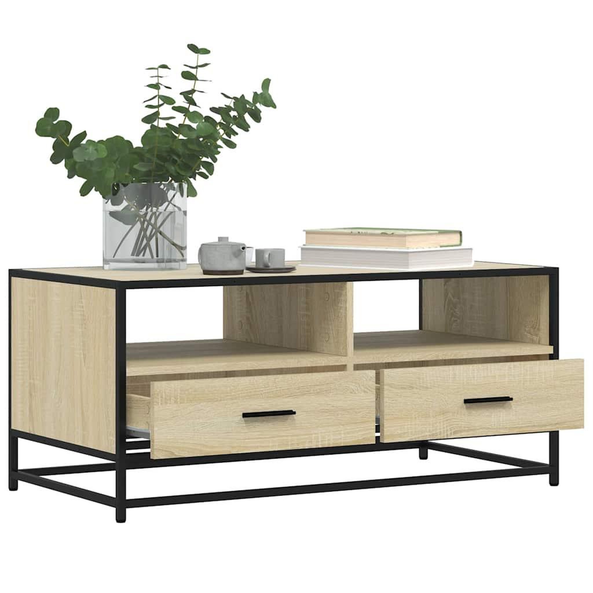 Voir la diapositive 4 : VIDAXL Table basse chene sonoma 100x50x45cm bois d'ingenierie et metal