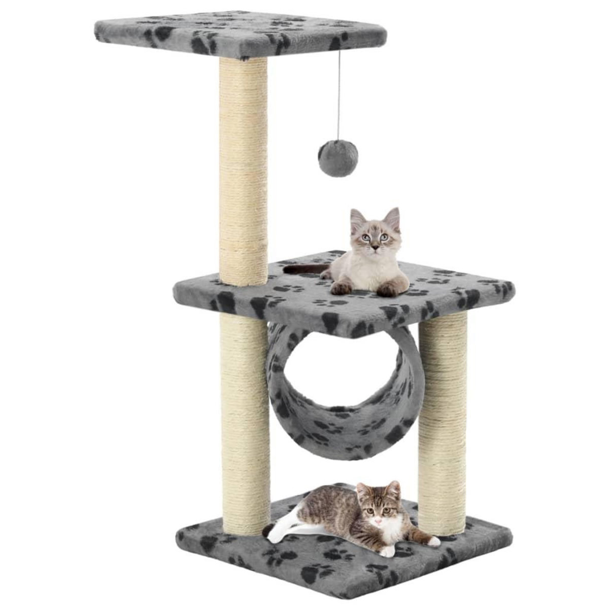 VIDAXL Arbre a chat avec griffoirs en sisal 65 cm Gris Motif de pattes