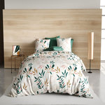 ATELIER DU COTON Parure Housse De Couette 3pcs 100% Coton 57fils -kano. Coloris disponibles : Rose