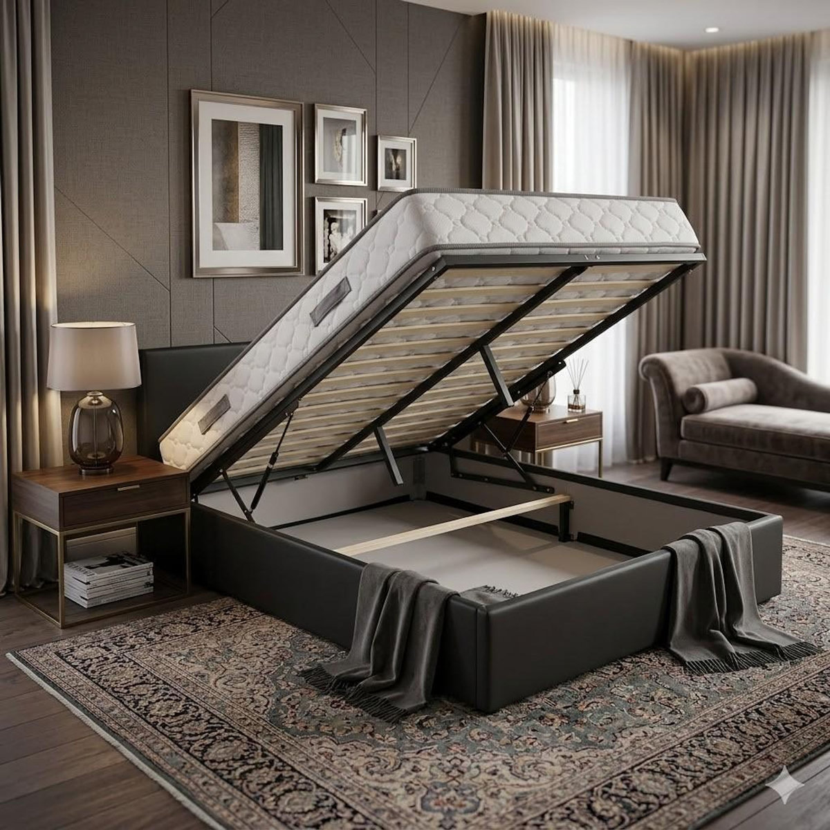 KING OF DREAMS Ensemble Lit Coffre et Matelas  Soutien Très Ferme Haute