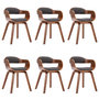 Voir la diapositive 2 : VIDAXL Chaises a manger lot de 6 gris fonce tissu et bois courbe