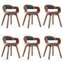 Voir la diapositive 2 : VIDAXL Chaises a manger lot de 6 gris fonce tissu et bois courbe