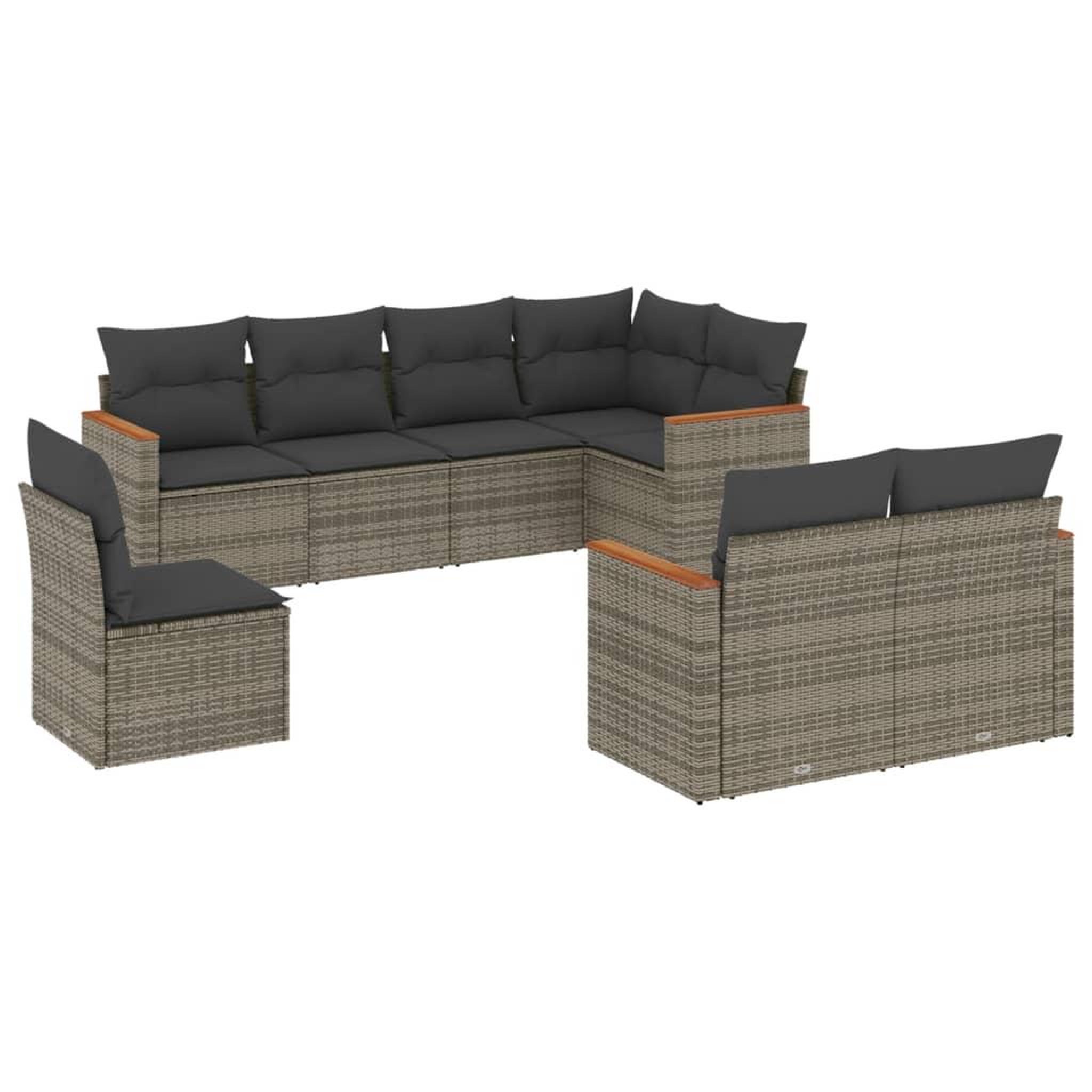 Voir la diapositive 2 : VIDAXL Salon de jardin 8 pcs avec coussins gris resine tressee