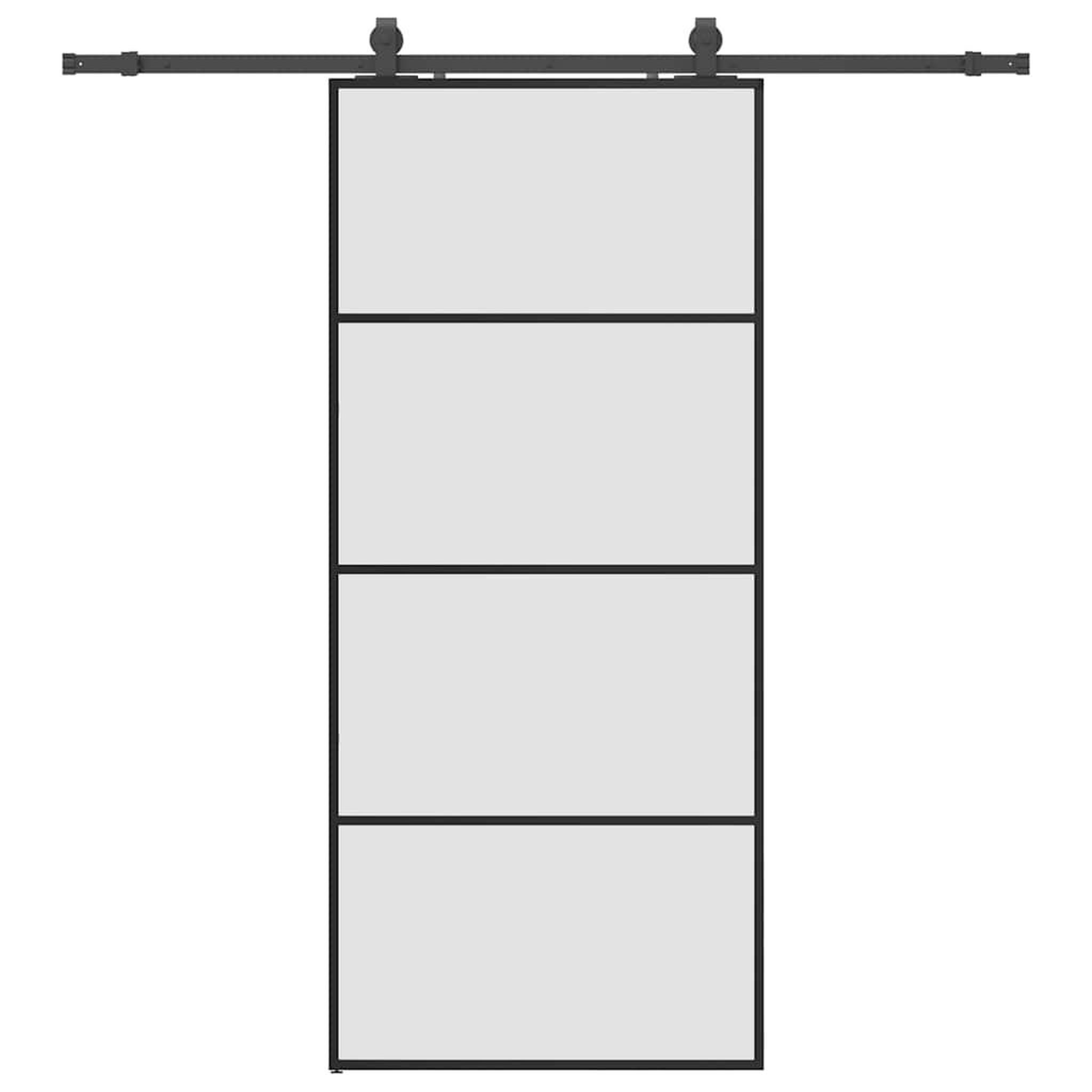 Voir la diapositive 2 : VIDAXL Porte coulissante kit de quincaillerie noir 90x205 cm verre ESG