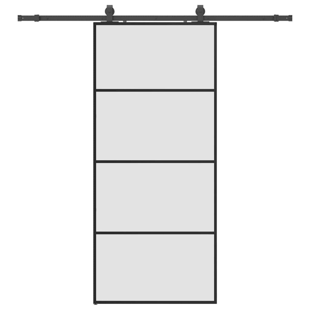 VIDAXL Porte coulissante kit de quincaillerie noir 90x205 cm verre ESG