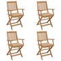 Voir la diapositive 1 : VIDAXL Chaises pliables de jardin lot de 4 avec coussins Bois d'acacia