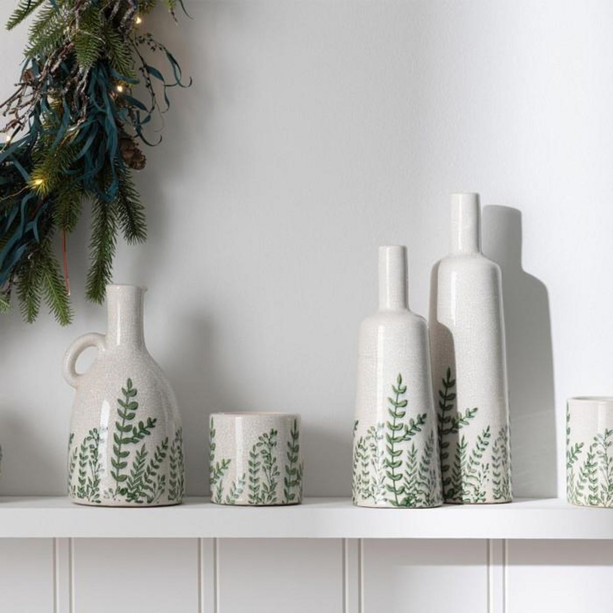 Paris Prix Vase Bouteille Déco  Ferny  34cm Vert & Blanc