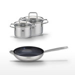 ELO Lot Poêle céramique 32cm Elo Profi Therm Platinum et Faitouts 12/14cm Elo