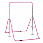 HOMCOM Barre fixe de gymnastique enfant - barre de gymnastique pliable hauteur réglable 4 niv. 88 à 128 cm - acier rose