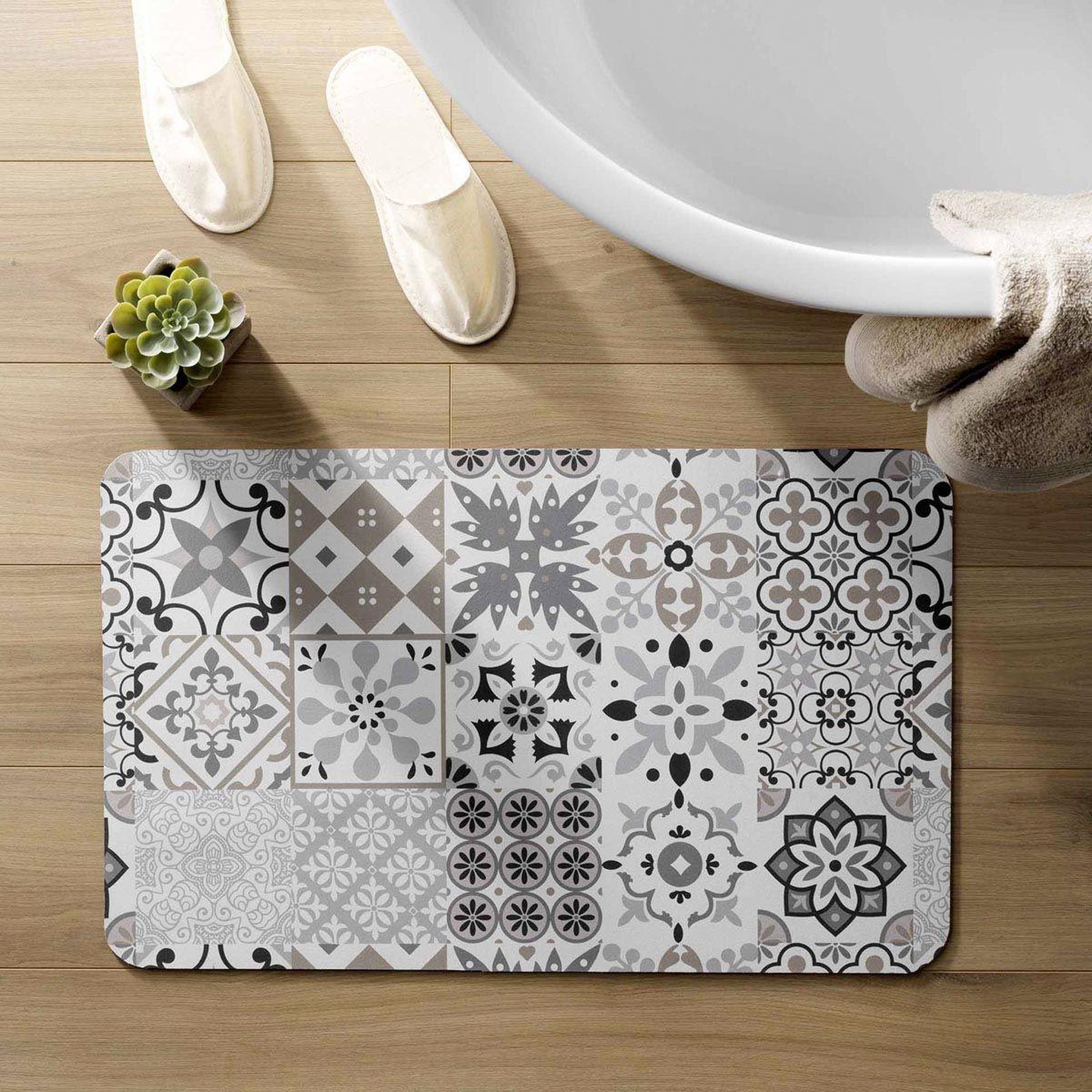 Voir la diapositive 5 : Douceur d'Intérieur Tapis de bain imprimé  salou  50x80cm gris