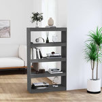 VIDAXL Bibliotheque/Separateur de piece Gris 80x30x135,5 cm Pin massif