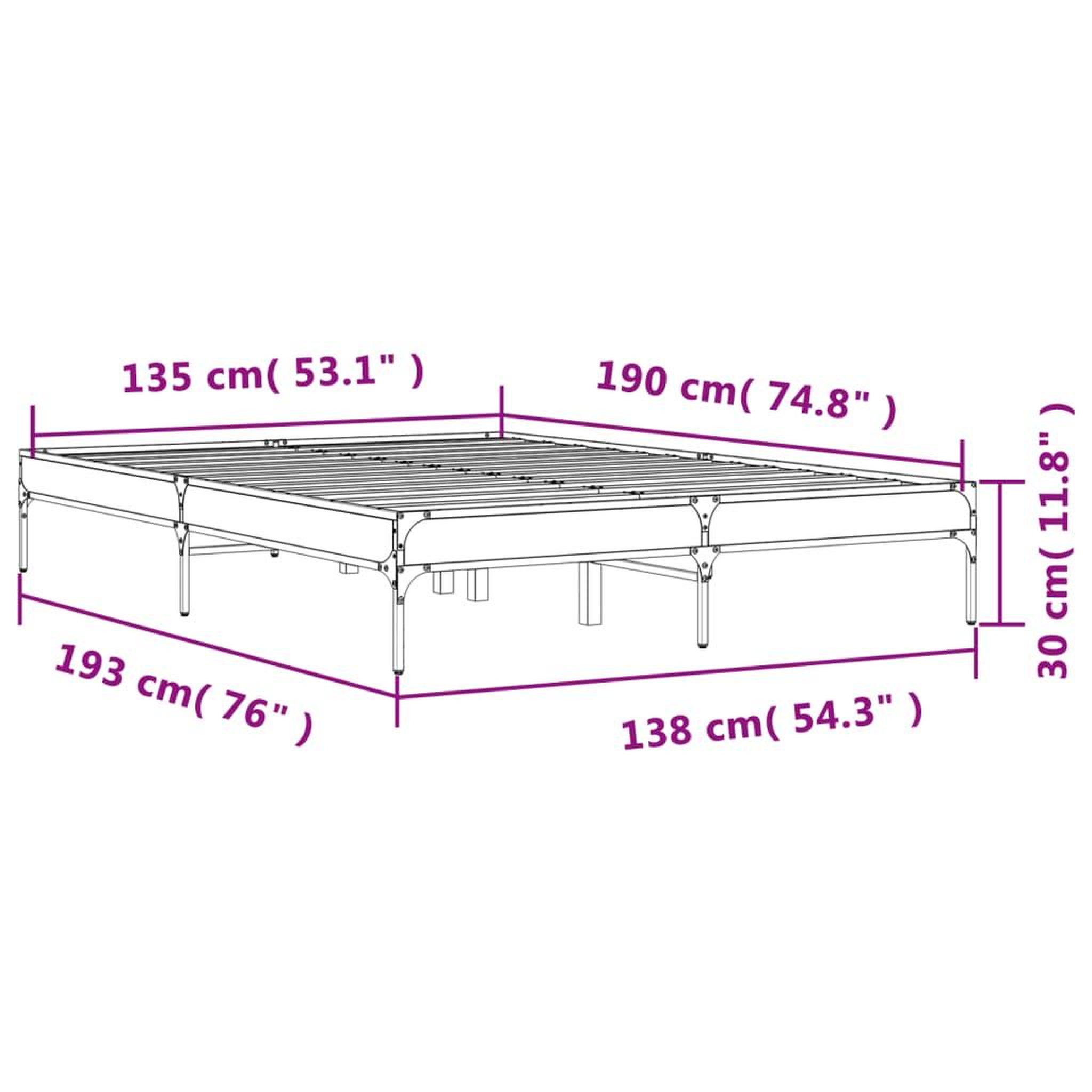 Voir la diapositive 6 : VIDAXL Cadre de lit sans matelas noir 135x190 cm