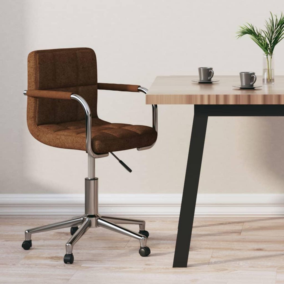 VIDAXL Chaise pivotante de bureau Marron Tissu