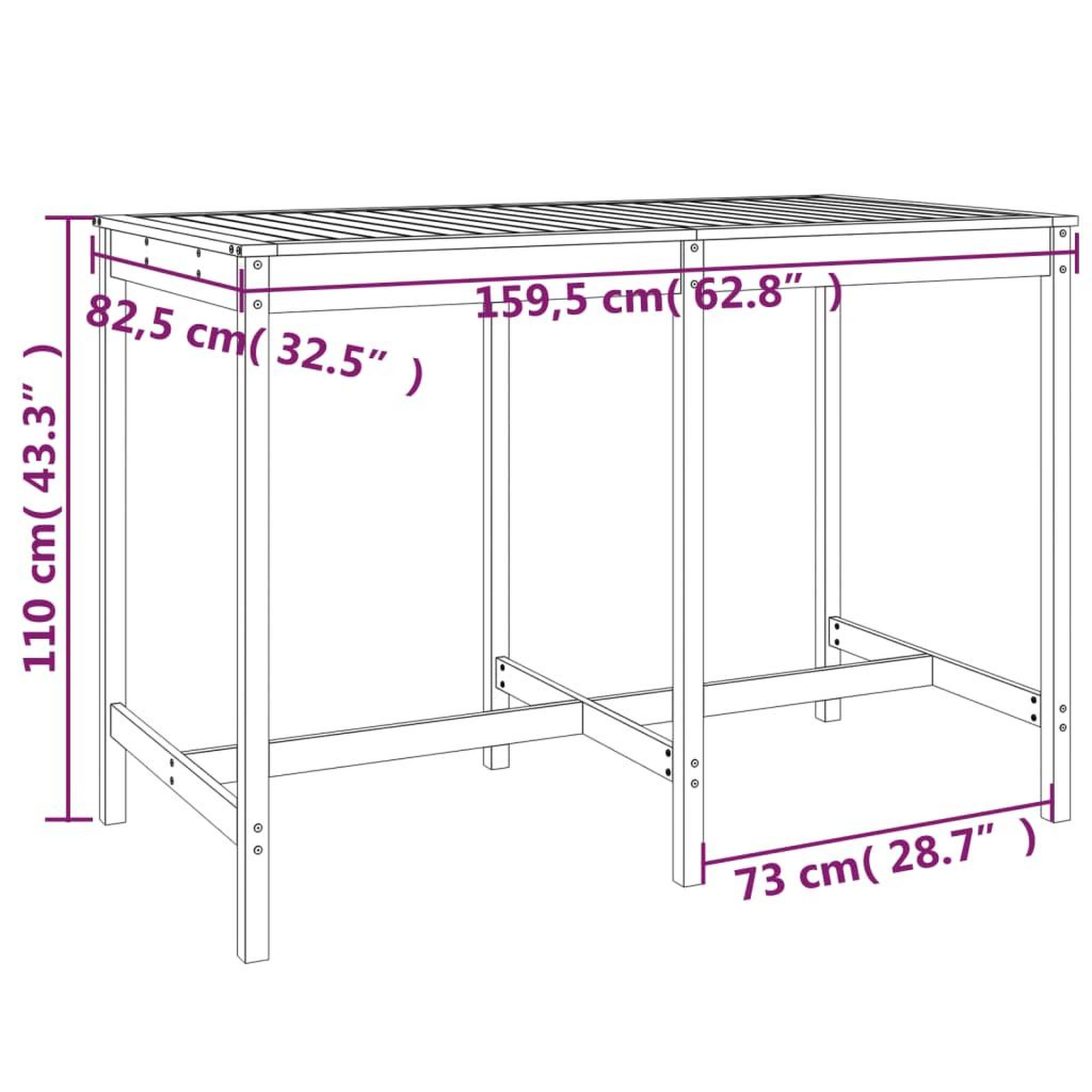 Voir la diapositive 6 : VIDAXL Ensemble de bar de jardin 7 pcs gris bois de pin massif