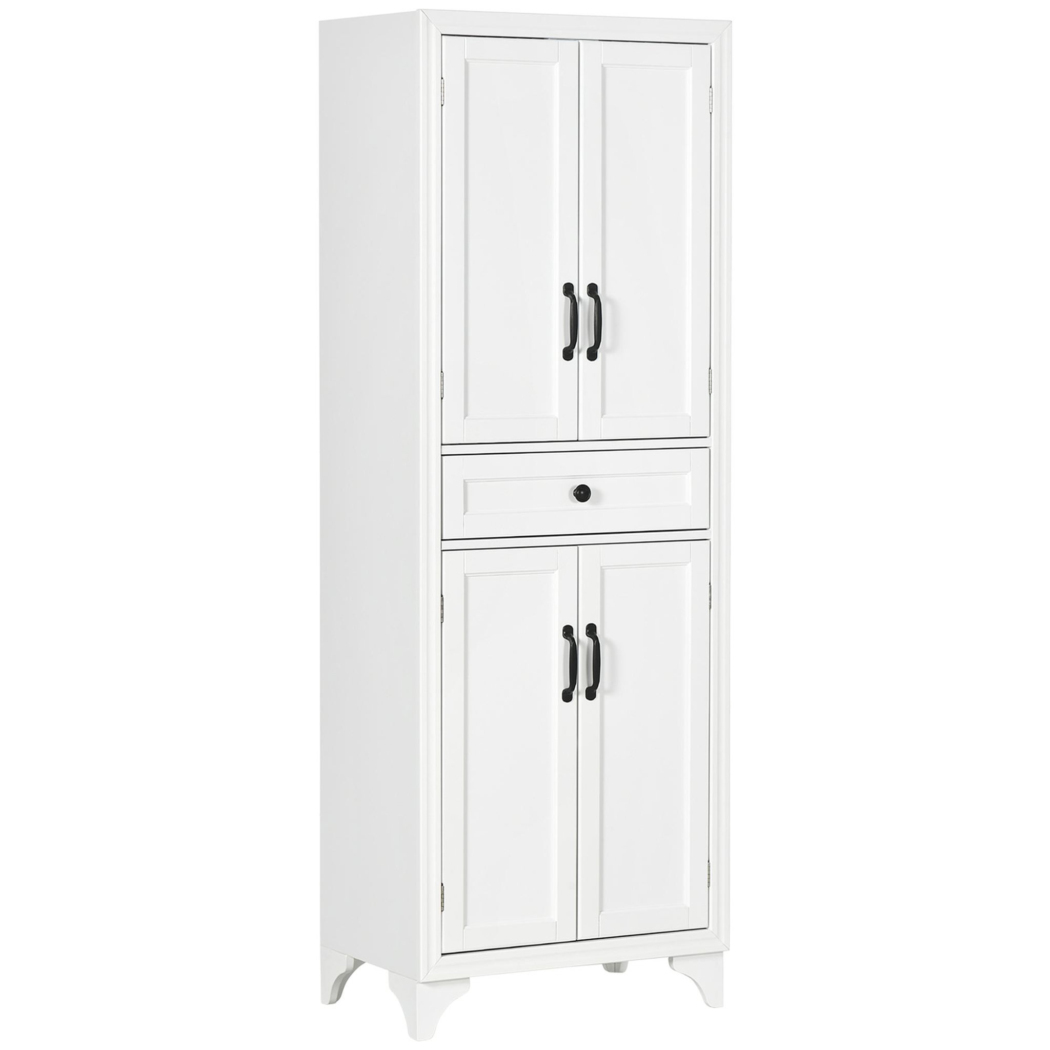 Voir la diapositive 1 : HOMCOM Buffet haut 4 portes 2 étagères tiroir coulissant MDF blanc