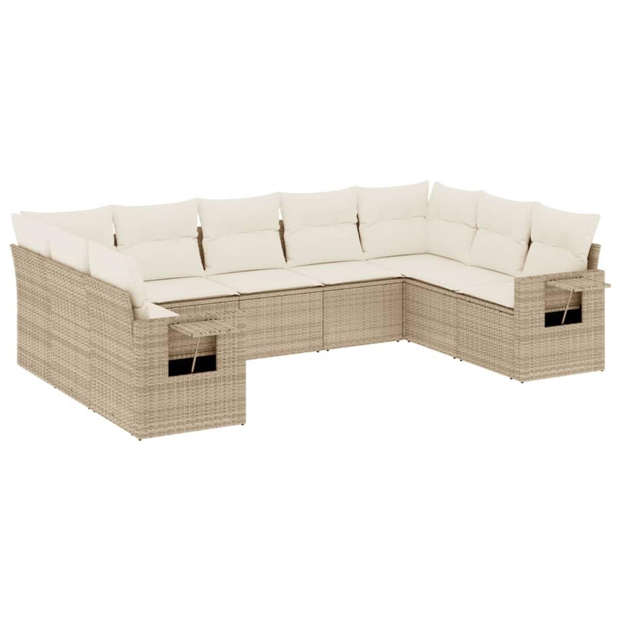 Voir la diapositive 2 : VIDAXL Salon de jardin avec coussins 9 pcs beige resine tressee