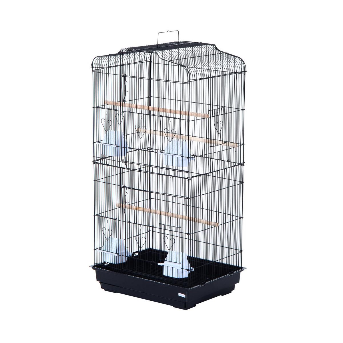 PAWHUT PawHut Cage à oiseaux volière avec mangeoires perchoirs plateau amovible dim. 48L x 36l x 91H cm métal PS noir