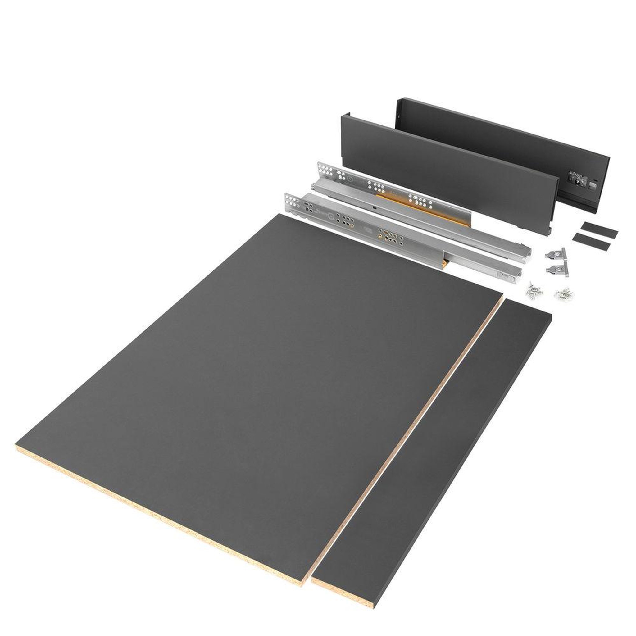 EMUCA SRL Kit de tiroir pour cuisine et salle de bain Vertex - panneaux inclus, H 93 x M 900, Gris