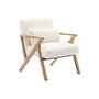Voir la diapositive 1 : SWEEEK Fauteuil scandinave bois d'hévéa et tissu effet fausse fourrure blanc crème
