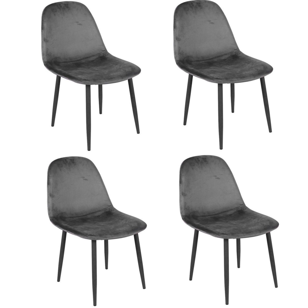 DIVERS Lot de 4 Chaises de table design velours Inoui