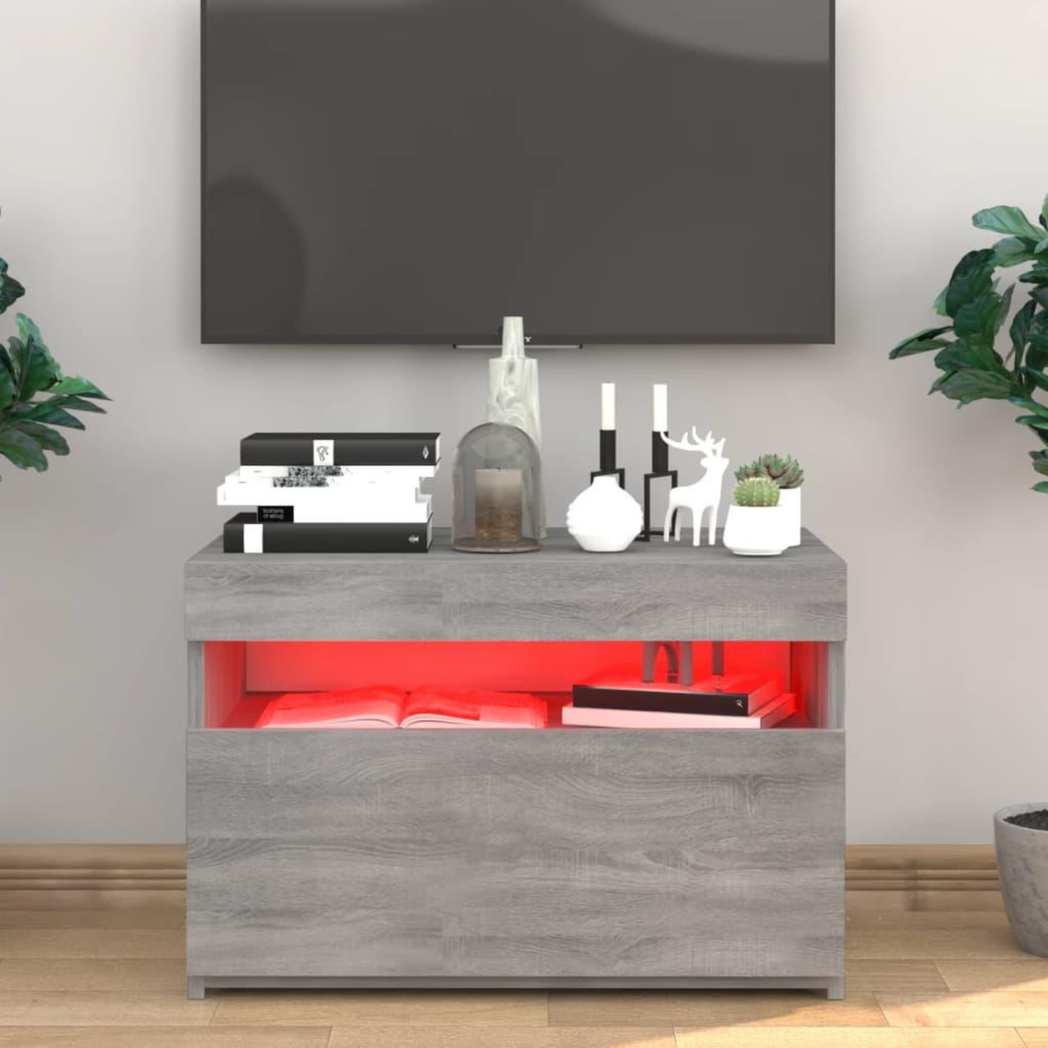 Voir la diapositive 5 : VIDAXL Meuble TV avec lumieres LED Sonoma gris 60x35x40 cm