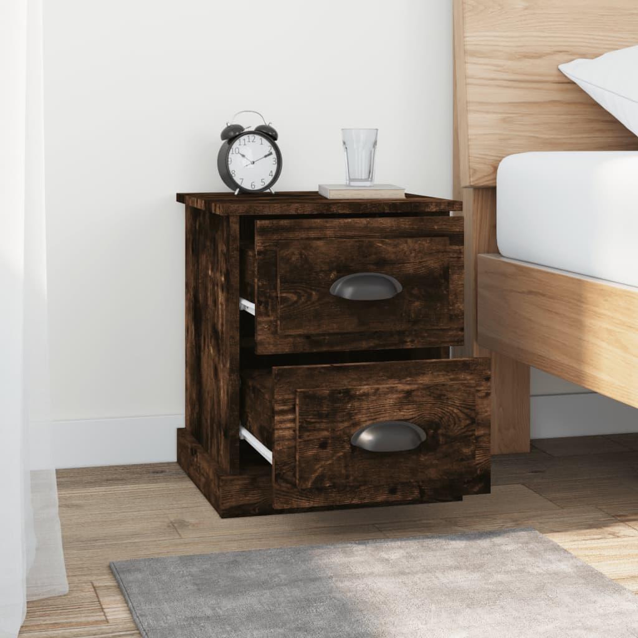 Voir la diapositive 4 : VIDAXL Tables de chevet 2 pcs chene fume 39x39x47,5 cm bois ingenierie